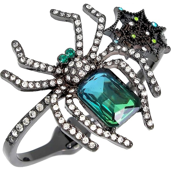 Betsey Johnson Halloween Spider Web Hinged Bangle Bracelet New - Picture 1 of 4
